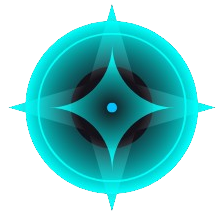 Logo del sitio web con diseño inspirado en una brújula, en tonos azul verdoso.